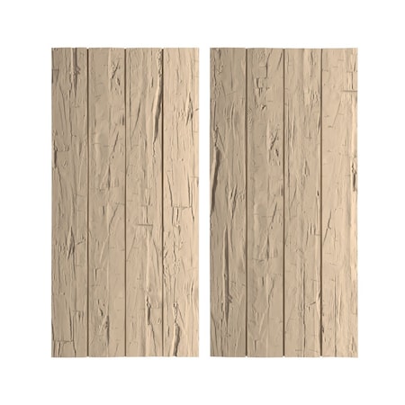 Rustic Four Board Joined Board-n-Batten Hand Hewn Faux Wood Shutters W/No Batten, 22W X 32H